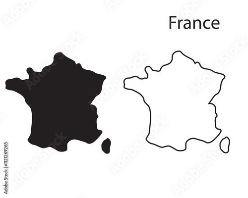 France map vector illustration, scribble sketch Republic of France map, France map silhouette

