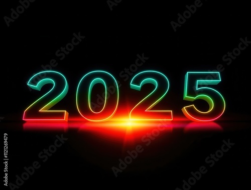 Dark digital illustration of glowing bioluminescent colors symbolizing 2025 business goals photo