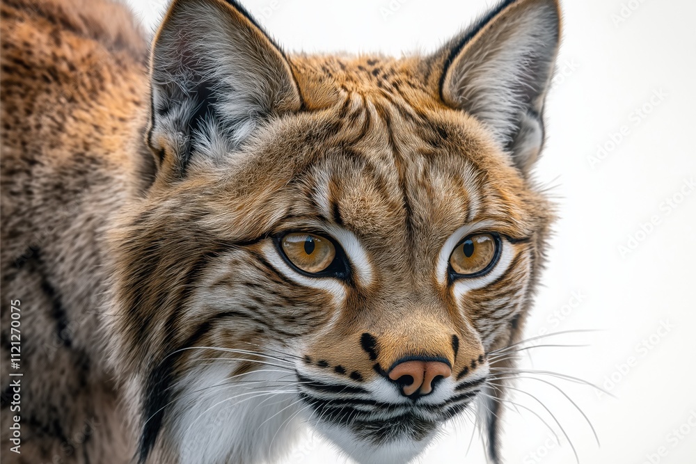 Studio photo of a lynx isolated against a white background. Wildlife and conservation concept, space for copy. Studio photo of a lynx isolated against a white background. Wildlife and conservation concept, space for copy.