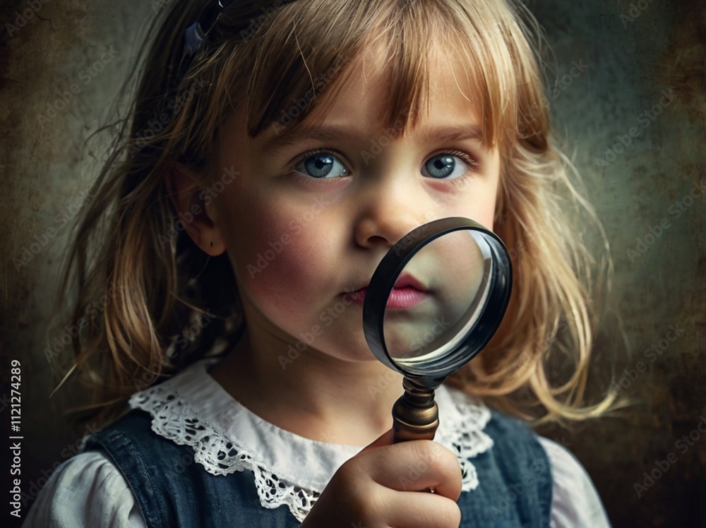 girl with magnifying glass girl with magnifying glass