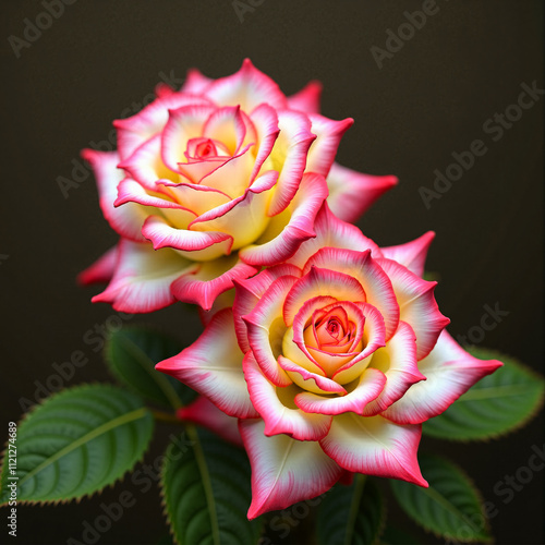 A photo of vibrant dual colored roses - Generative AI
 photo