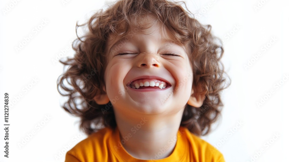 Joyful portrait of a child laughing with closed eyes, capturing the spontaneity and purity of happiness Joyful portrait of a child laughing with closed eyes, capturing the spontaneity and purity of happiness