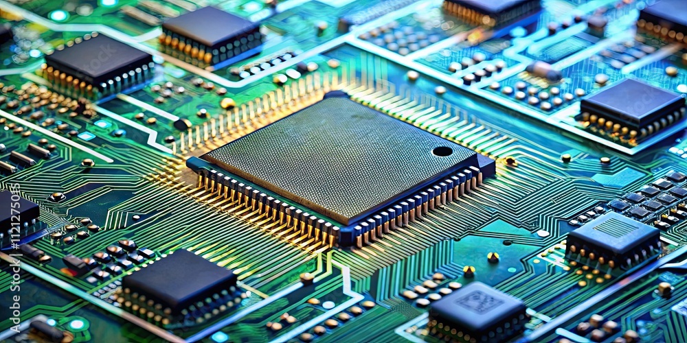 Serial production of electronic microchips, technology, manufacturing, factory, industry, semiconductor, circuit Serial production of electronic microchips, technology, manufacturing, factory, industry, semiconductor, circuit