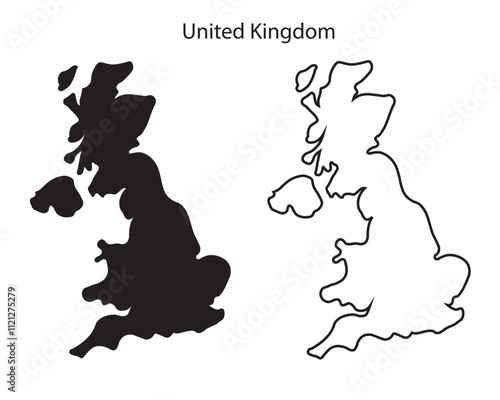 UK map vector illustration, scribble sketch Republic of UK , UK map silhouette, United Kingdom map , United Kingdom map silhouette, London