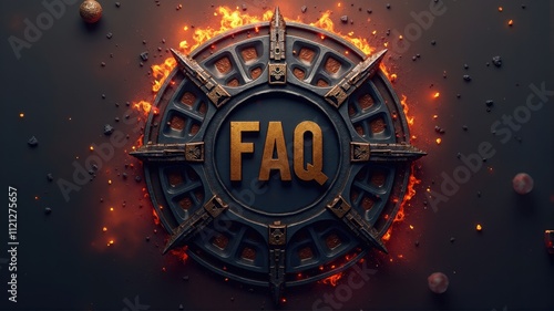 Burning faq symbol depicting frequently asked questions photo