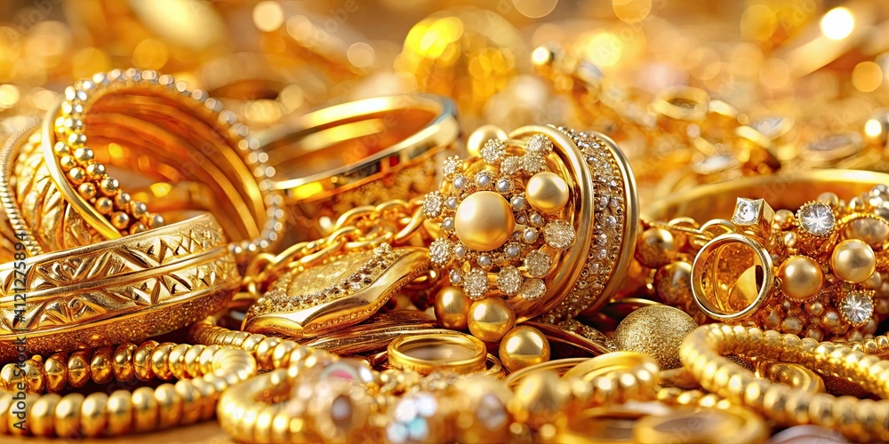 Luxurious background of a pile of golden jewelry, featuring precious gold jewels in high definition quality, luxury, gold Luxurious background of a pile of golden jewelry, featuring precious gold jewels in high definition quality, luxury, gold