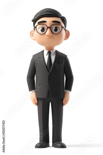 A Friendly Cartoon Businessman Wearing a Suit