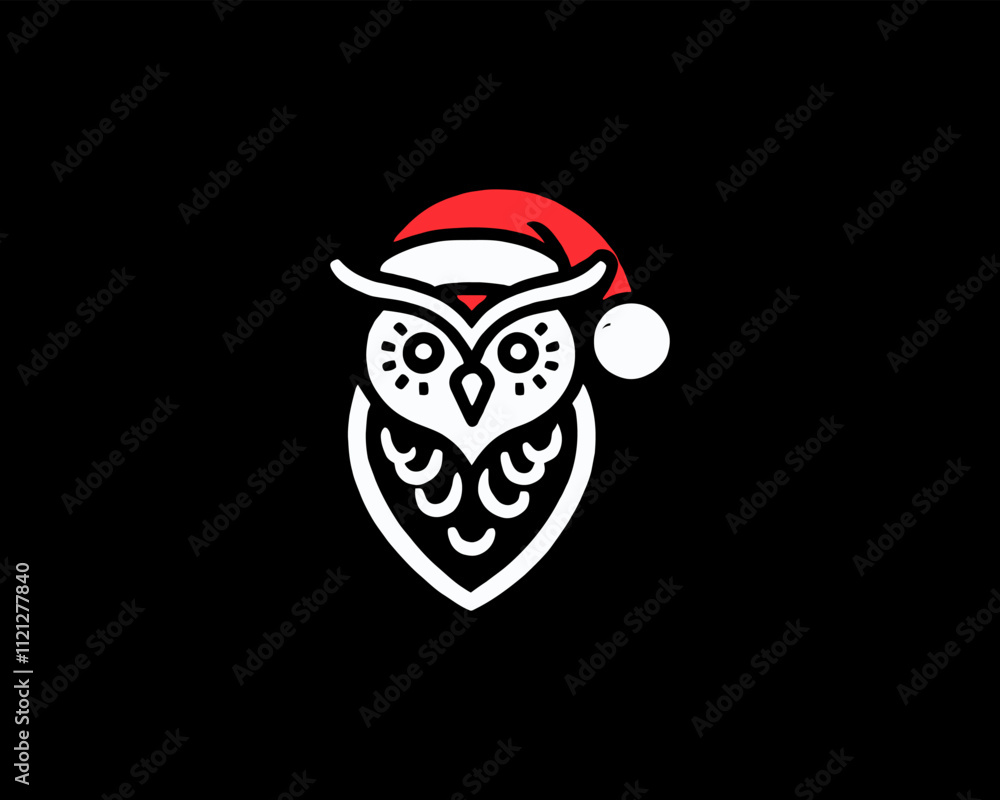 Christmas Owl Logo Design Icon Vector Illustration. Merry Christmas Christmas Owl Logo Design Icon Vector Illustration. Merry Christmas