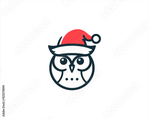 Christmas Owl Logo Design Icon Vector Illustration. Merry Christmas photo