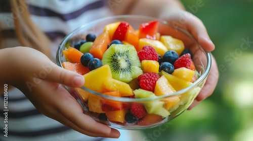 Colorful Fruit Salad in a Bowl photo