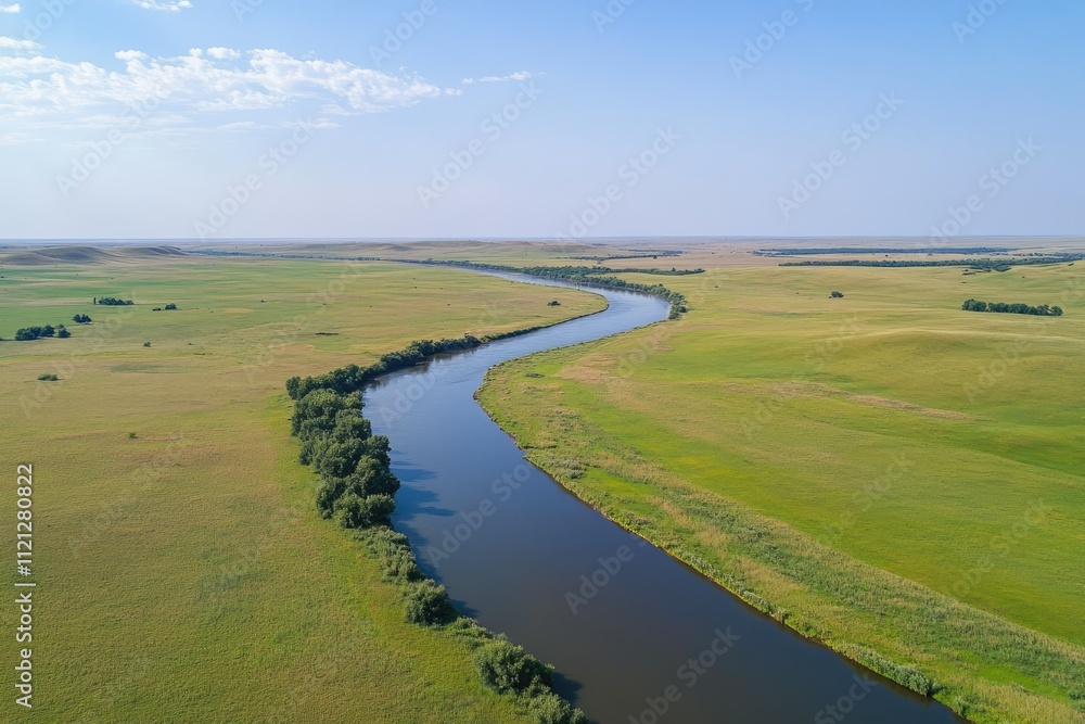 Detailed Image of Aerial Landscape Wild River in Summer, High Detail, 8K Detailed Image of Aerial Landscape Wild River in Summer, High Detail, 8K