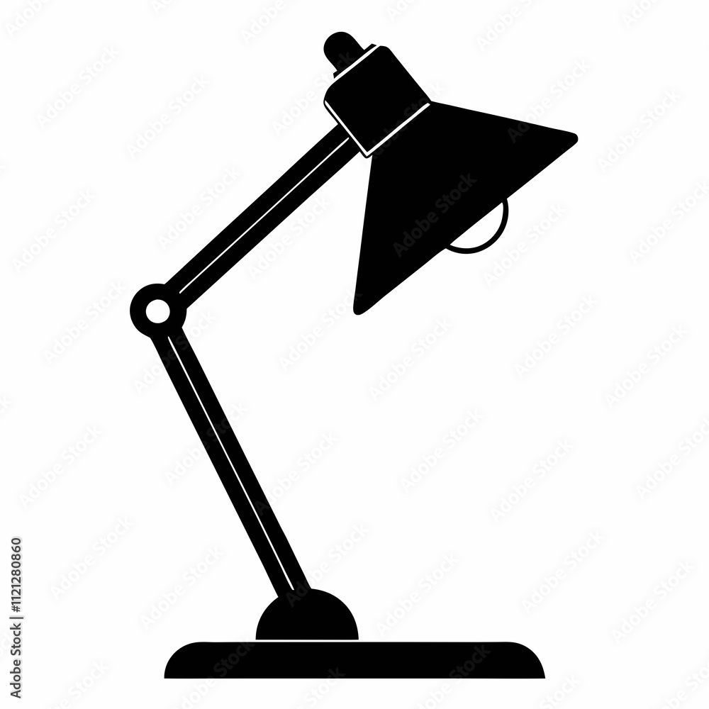 Study Lamp silhouette black vector illustration and white background Study Lamp silhouette black vector illustration and white background