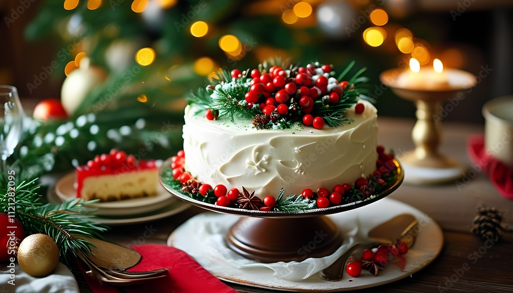 Celebrating the holidays with a festive cake display cozy home setting food photography warm atmosphere close-up view seasonal delight Celebrating the holidays with a festive cake display cozy home setting food photography warm atmosphere close-up view seasonal delight
