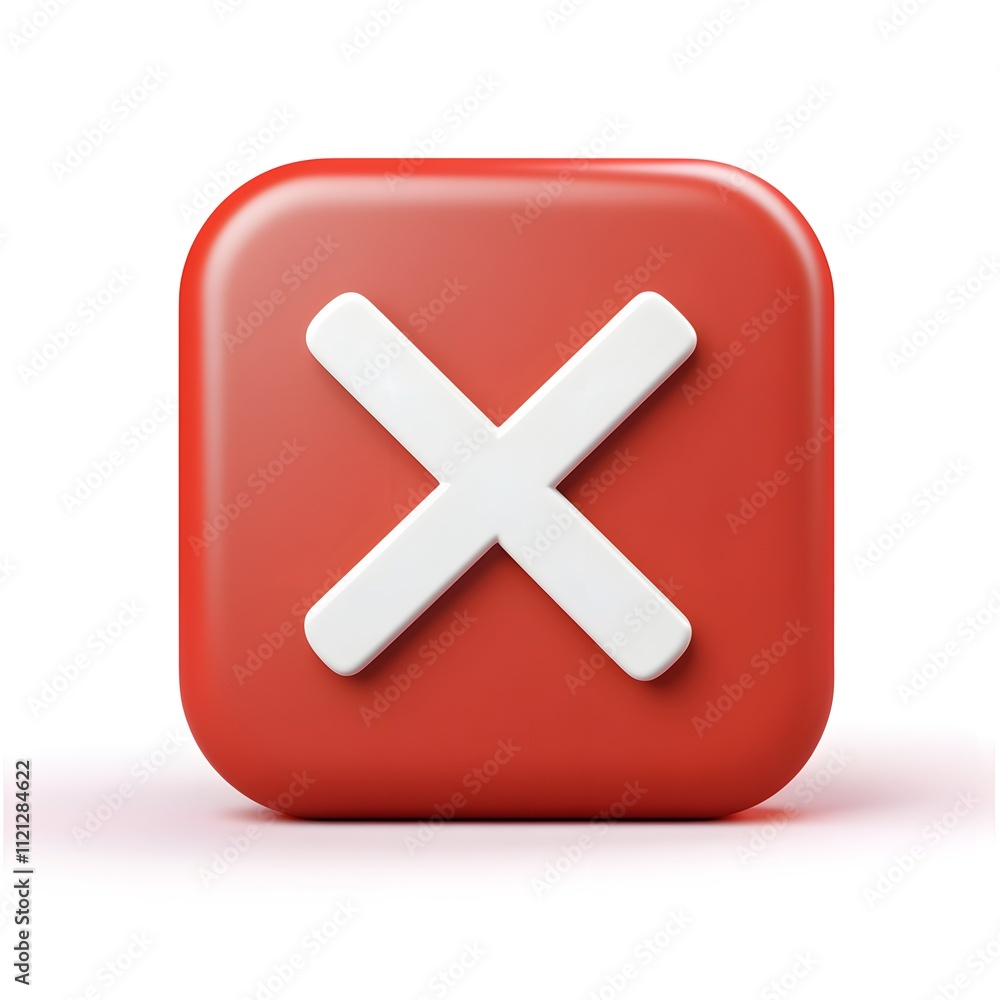 Obraz premium Red Square Button Showing White Cross Symbol