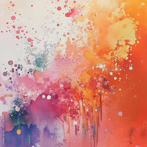 watercolour pastel abstract chinese splatter, autumn colours