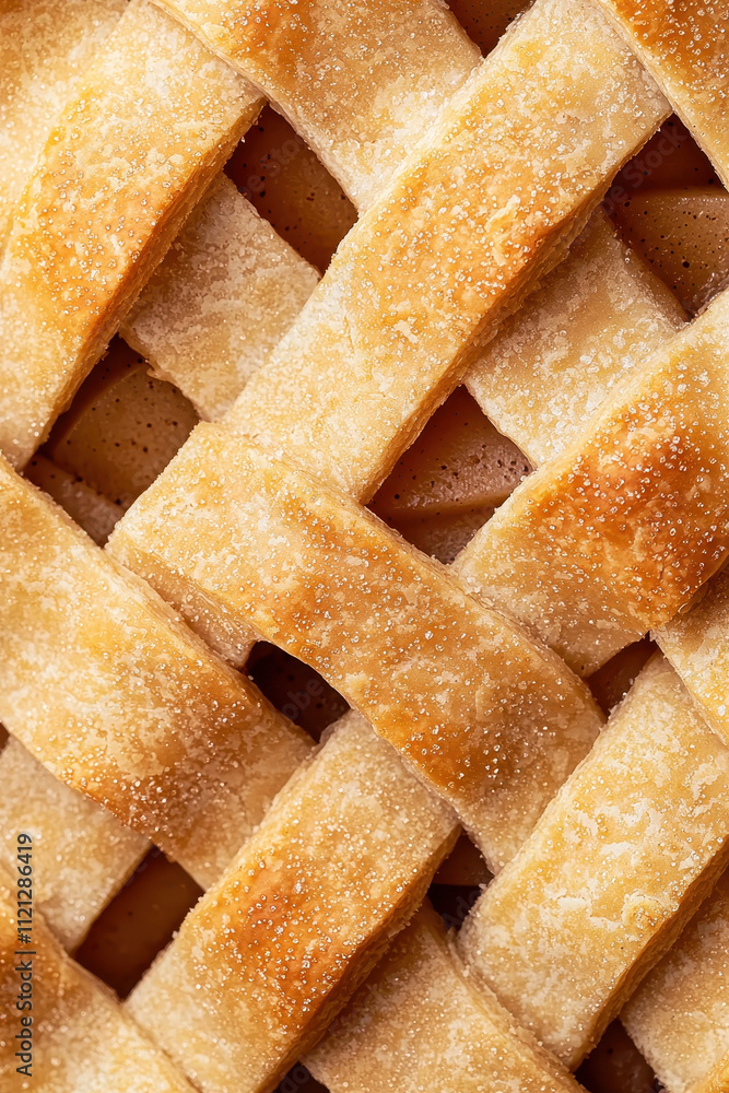 custom made wallpaper toronto digitalClose-Up of Golden Brown Lattice Pie Crust with Sugar Topping and Warm Tones