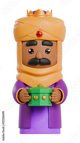 Cute Three Kings 3D Rendered on a white isolated white background 