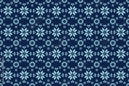 Geometric and cross stitch traditional ethnic pattern.floral pixel art embroidery. Elegance background abstract Aztec seamless pattern for fabric,cloth,dress,carpet,curtain,sarong,batik,wallpaper.