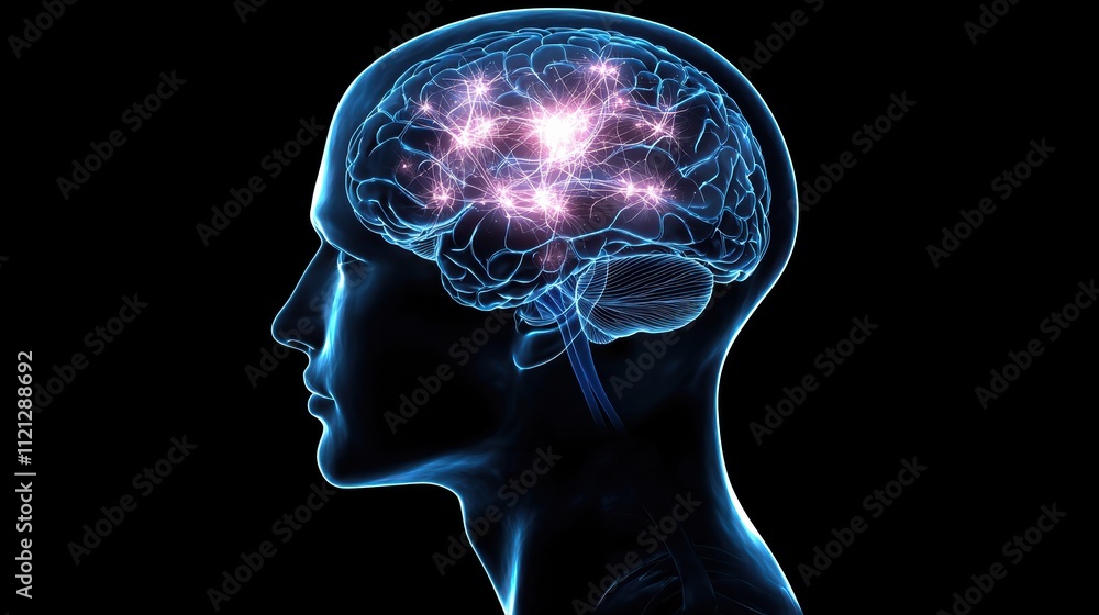 Exploring brain functionality neuroscience insights digital illustration dark environment side view Exploring brain functionality neuroscience insights digital illustration dark environment side view
