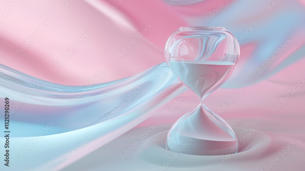 Captivating hourglass reflection abstract art soft pastel background serene viewpoint time concept Captivating hourglass reflection abstract art soft pastel background serene viewpoint time concept