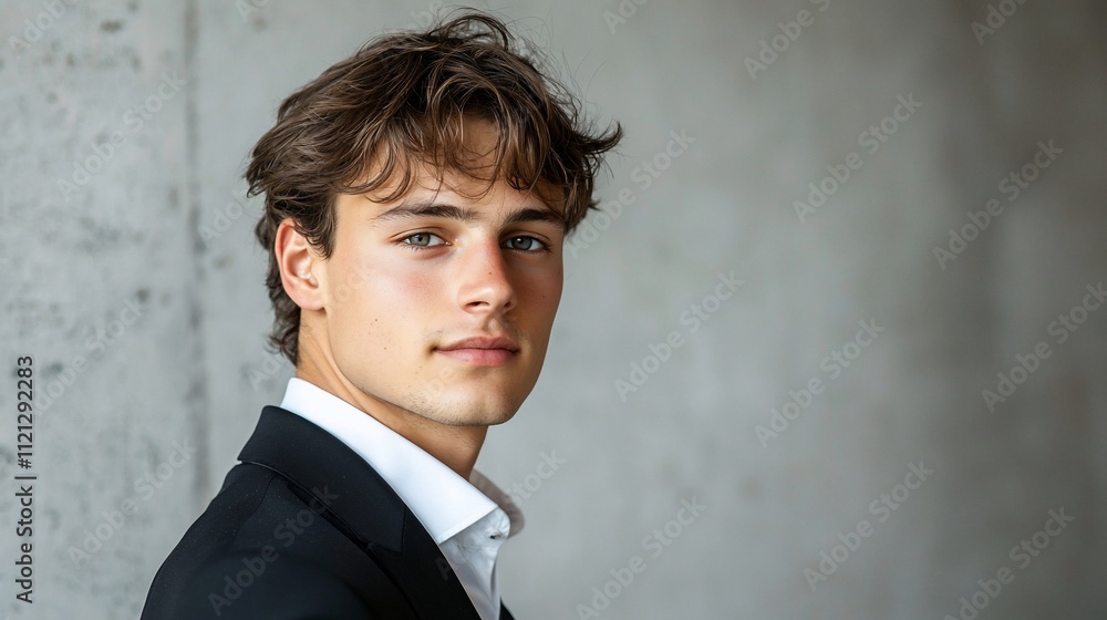 Portrait of a handsome young man in a suit against a concrete wall. Portrait of a handsome young man in a suit against a concrete wall.
