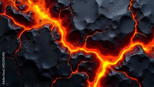 Abstract Volcanic Patterns with Obsidian Black Fiery Orange Swirls Smoky Gray Veins and Molten Gold Streaks