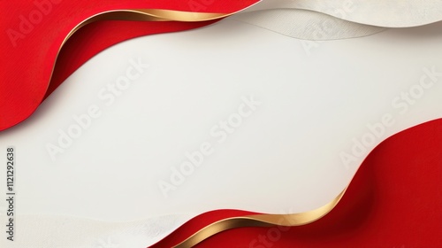 A red and white ribbon with gold trim
