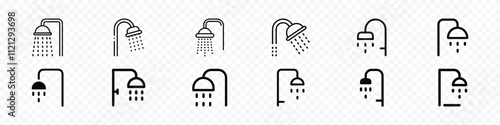Shower icon, Shower Icon Perfect for Bathroom and Hygiene, Hotel shower bathroom service icon, bath icons, Bath icon set vector illustration