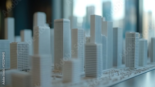 Detailed Architectural Model of Urban Cityscape in Minimalist Design