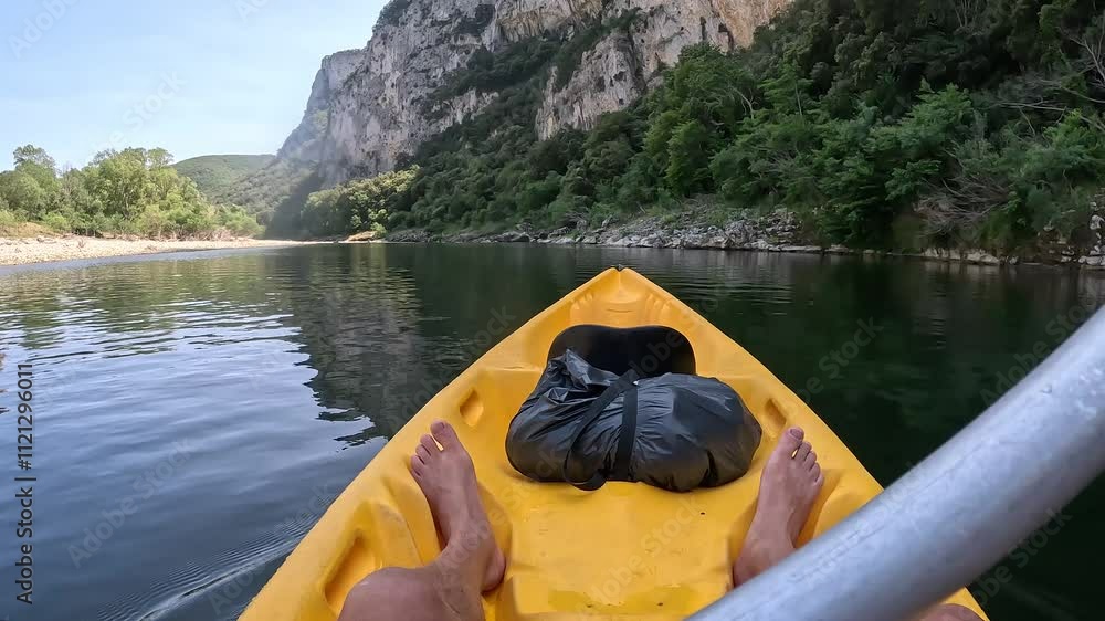 Hands Of Canoeist Paddling On Ardeche River In France. hyperlapse, POV Hands Of Canoeist Paddling On Ardeche River In France. hyperlapse, POV