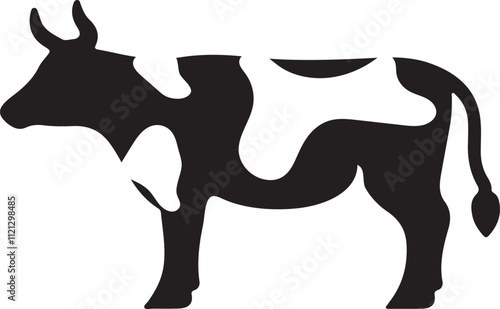 Cow silhouettes vector illustration. Black and white cows on a white background.