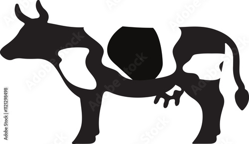 Cow silhouettes vector illustration. Black and white cows on a white background.