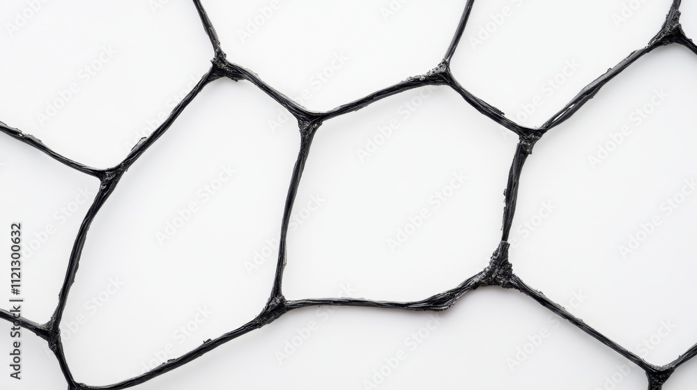 Abstract close-up of a textured black net pattern on a white background Abstract close-up of a textured black net pattern on a white background