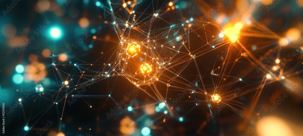 Abstract Network: Glowing Nodes and Connections Abstract Network: Glowing Nodes and Connections