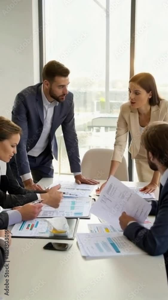A work team during a meeting at the office. A work team during a meeting at the office.