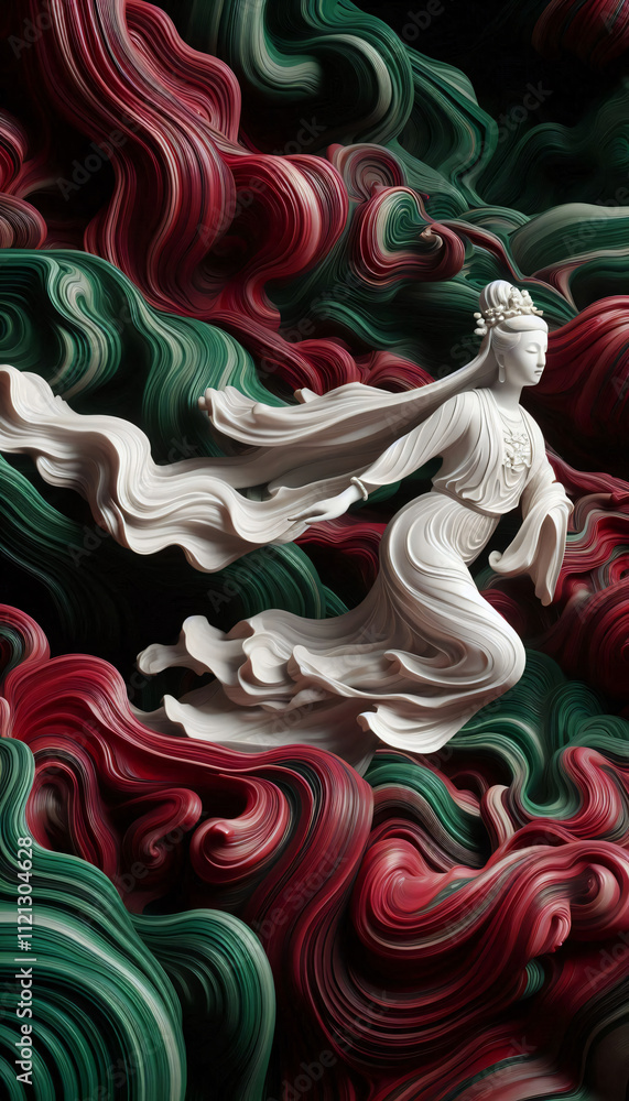 Golden paint splashed on red and green silk, an artistic blend of texture and color, perfect for Asian-inspired wallpaper or temple decoration Golden paint splashed on red and green silk, an artistic blend of texture and color, perfect for Asian-inspired wallpaper or temple decoration