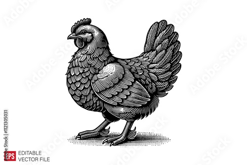 chicken Silhouettes Black and White Illustration Designs on White Background