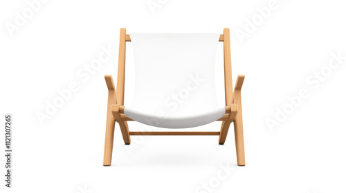 A wooden chair with a white canopy on transparent background