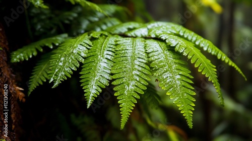 Lush Green Fern Fronds in a Rainforest photo