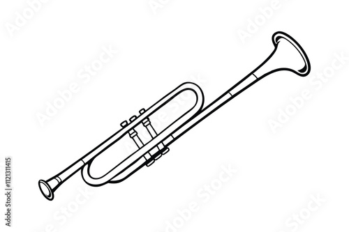 Trombone vector line art illustration