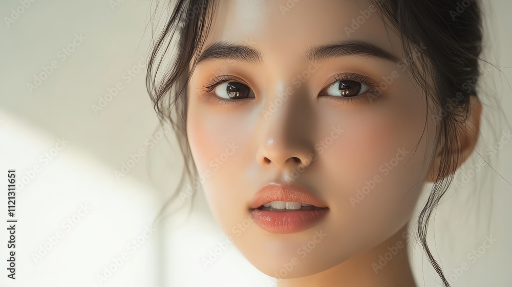 A close up of a young woman's face.