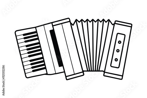 Accordion vector line art illustration