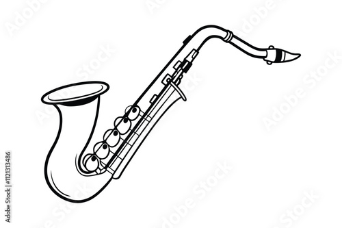 Saxophone vector line art illustration