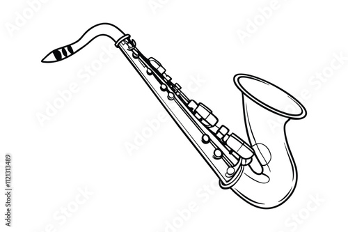 Saxophone vector line art illustration