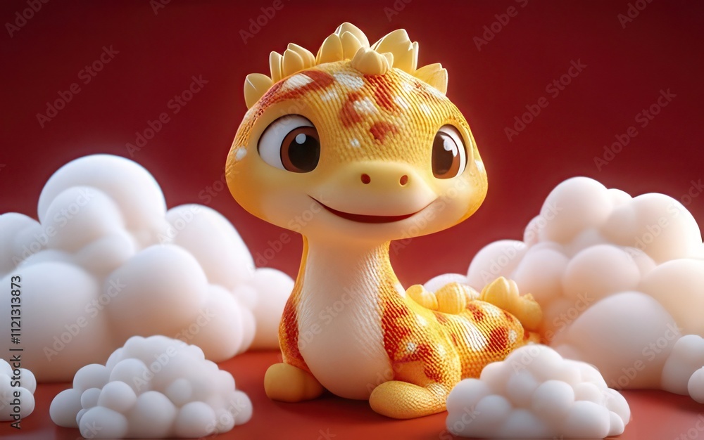 Adorable cartoon gecko with clouds. Adorable cartoon gecko with clouds.