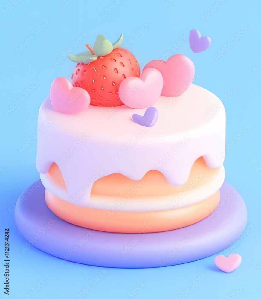 Delicious strawberry cake with hearts. Delicious strawberry cake with hearts.
