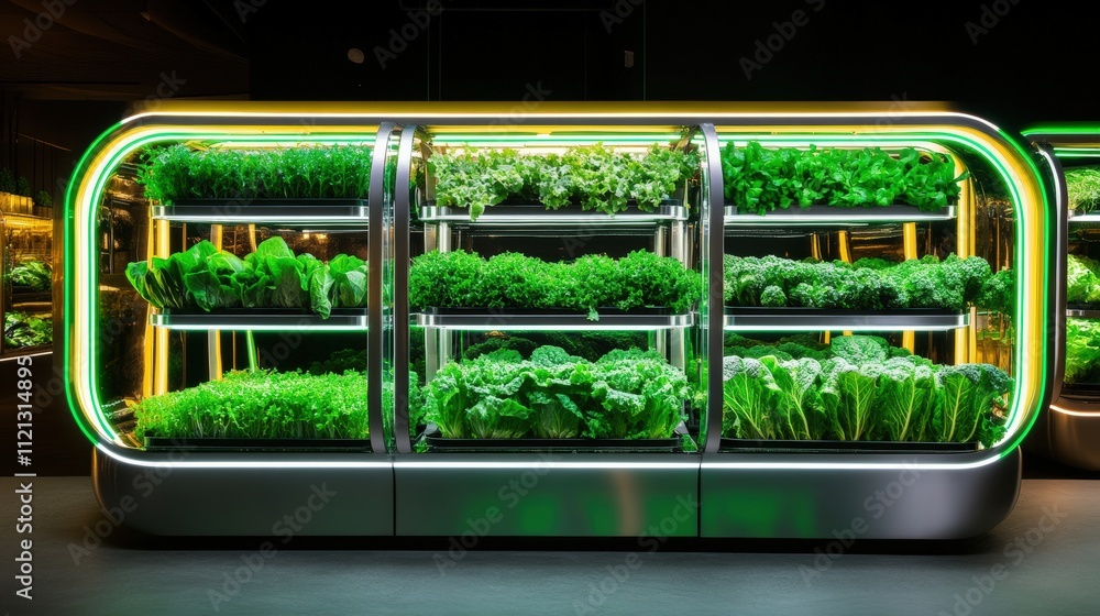 Fresh Green Vegetables Displayed in Modern Refrigerated Case Fresh Green Vegetables Displayed in Modern Refrigerated Case