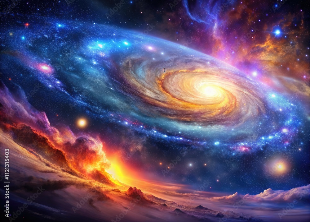 Enchanting Galaxy Panorama: Cosmic Nebula, Starry Night, Distant Galaxies Background Enchanting Galaxy Panorama: Cosmic Nebula, Starry Night, Distant Galaxies Background