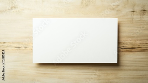 Minimalist White Card on Light Wooden Surface for Clean and Modern Design Concepts