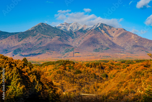 北杜市から紅葉の山と八ヶ岳